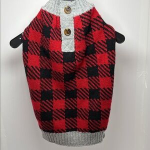 Red and Black Plaid Dog Sweater
